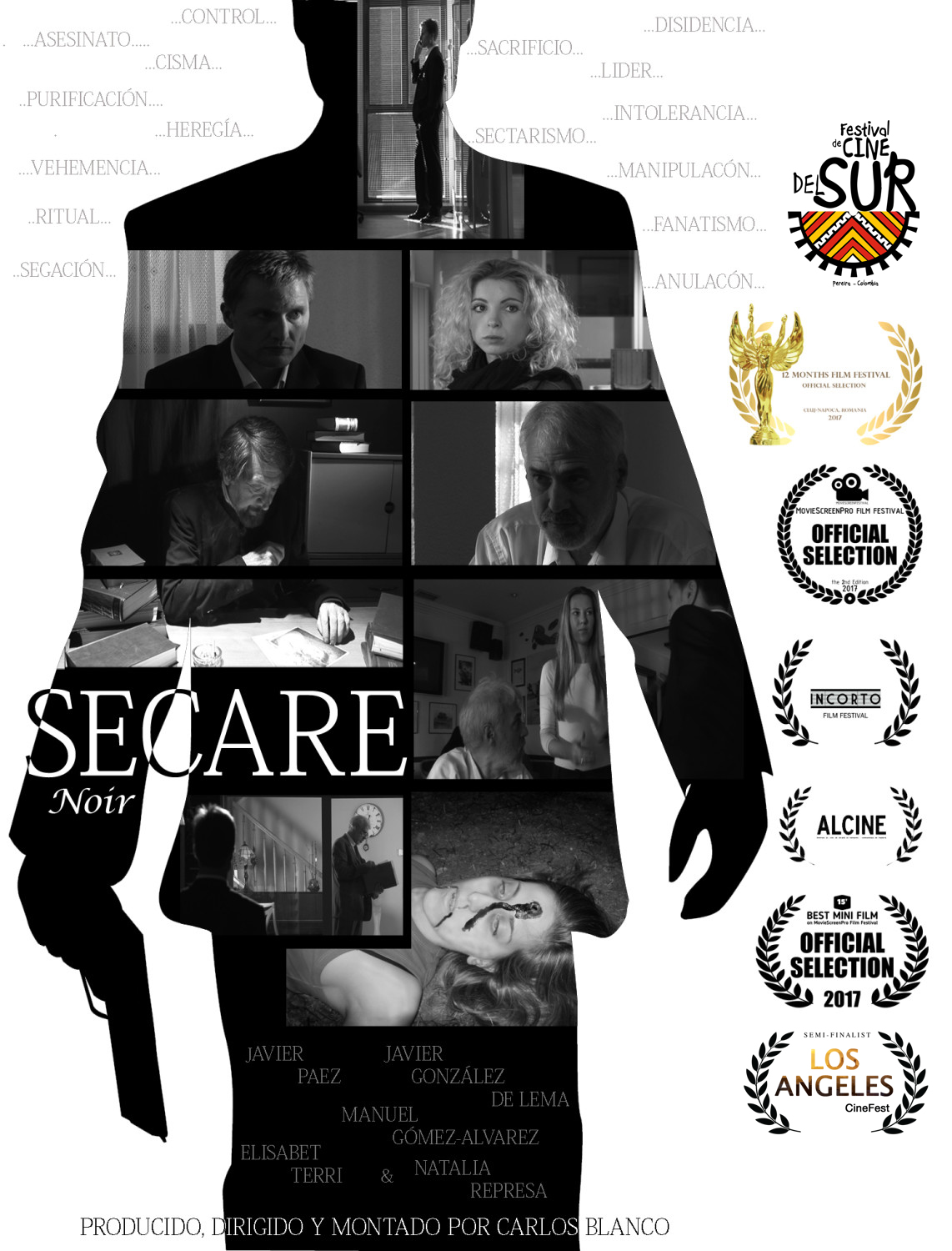Poster de festivales del cortometraje Secare Noir. Semifinalista en el Festival de cine de Lso Ángeles